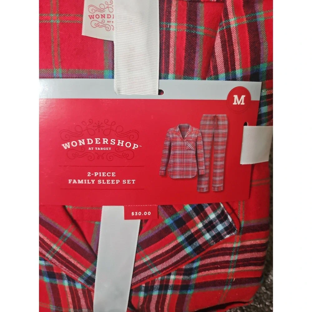 Wondershop Women's Red Plaid Holiday 100 % Cotton  Pajama Set Size Med